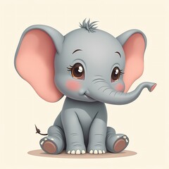 Cute Elephant Cartoon, Animal Illustration