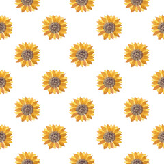Hand-painted Watercolor Seamless Sunflower Pattern: Cheerful Yellow Floral Design for Bright Textiles, Sunny Wallpaper and Happy Home Decor