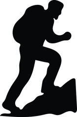 Man Exploring Mountains Silhouette