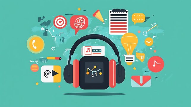 Global audio streaming service concept.