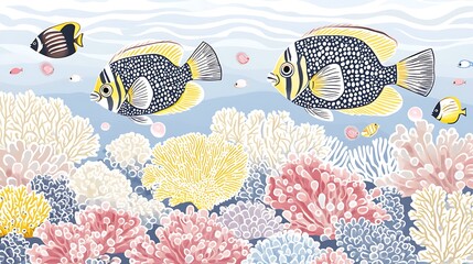 Tropical fish coral reef ocean scene.