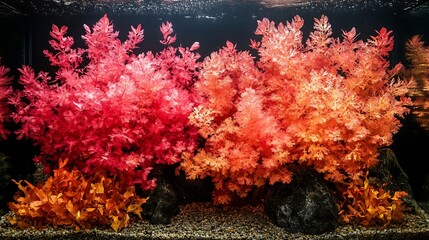 Red Aquarium Plants with Underwater Scene.