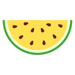 Yellow Watermelon Fruit Slice Illustration, Summer fruit, Vector illustration.