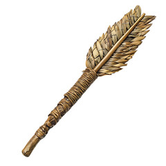 A Woven Palm Arrow with Mayan Death Gods Underworld Isolated on Transparent Background