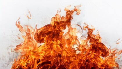 hot realistic flame particles on white background