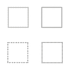 Decorative square borders. Thin ornamental patterns. Cross and dot designs. Classic outline frames.