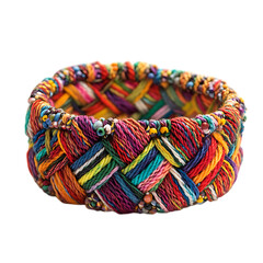 Artistic Woven Bracelet with an Intricate Pattern Isolated on Transparent Background