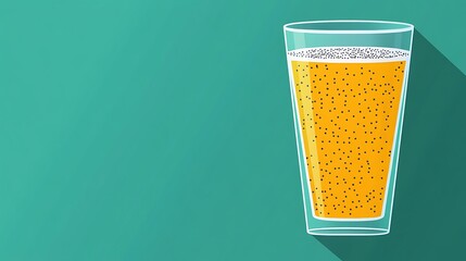 Sparkling Juice Glass Teal Background.