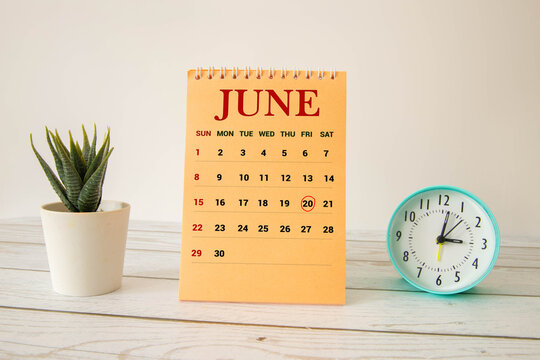 20 June wooden calendar with customizable space for text or ideas