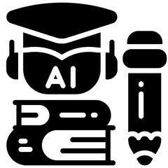 AI education solid style icon