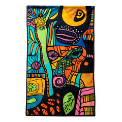 Bohemian Beach Towel with Oversized Hand Sketched D Isolated on Transparent Background