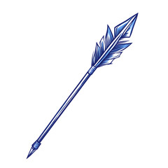 Modern Arrow with Bold Outlines in Cobalt Blue Colored Isolated on Transparent Background