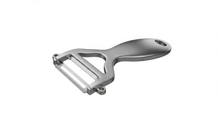 Obraz premium Stainless steel metal nail clippers, a sharp silver cutting tool with an iron handle, isolated on white