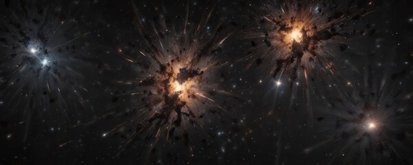 Fototapeta premium Brilliant star clusters illuminate the inky blackness of space , stellar object, astronomical object, nebula