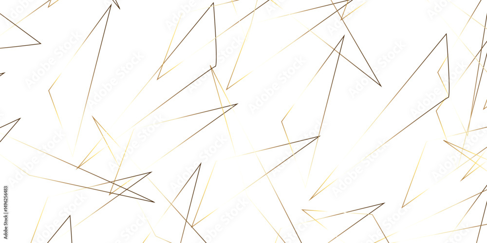 Poster abstract background with liens and triangles shape on white background. white and golden geometric o