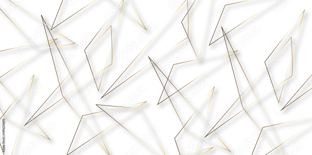 Poster abstract background with liens and triangles shape on white background. white and golden geometric o