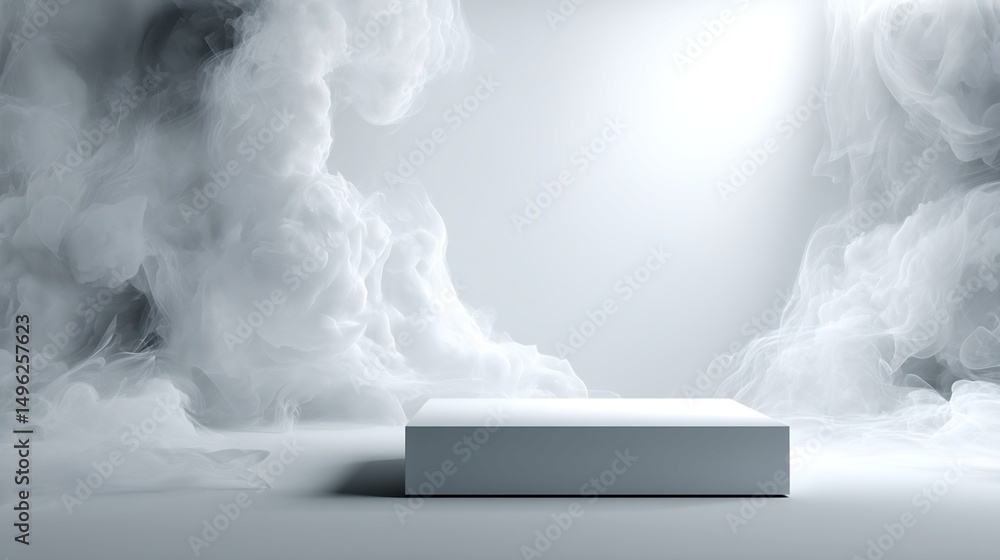 Poster rectangular platform in stylized smoke setting