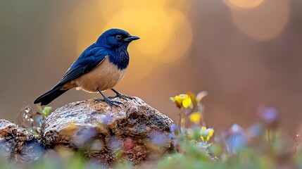 Obraz premium Bird Perched on Rock