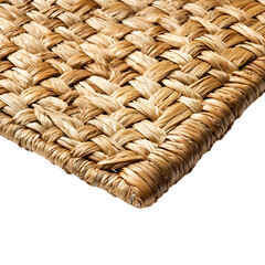 Minimalist Woven Straw Beach Mat Isolated on Transparent Background