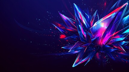Abstract Crystal Explosion with Dark Blue.