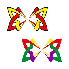 Butterfly shape icon. Colorful wings figure. Symmetrical insect symbol. Vector design.