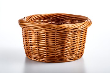Obraz premium Wicker basket, empty, brown color on white background