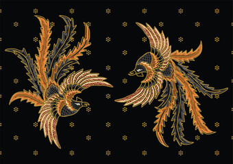 Indonesian Batik Pattern with a Very Unique Bird Motif