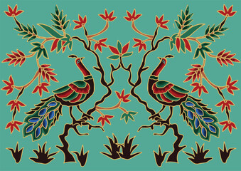 Indonesian Batik Pattern with a Very Unique Bird Motif
