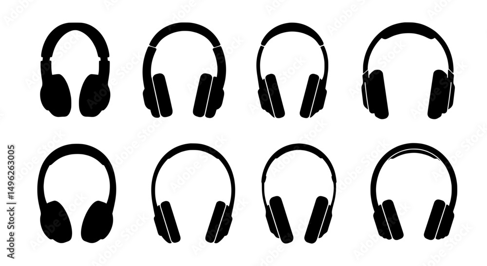 Poster headphone silhouette: a collection of stylish headphone silhouettes, offering a versatile array of v