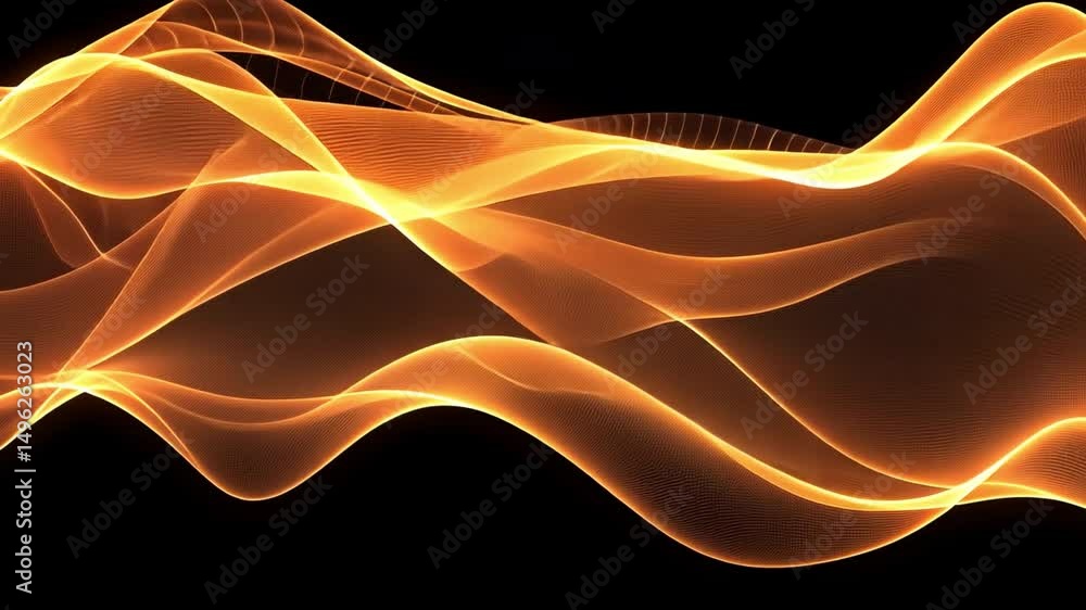Poster vibrant abstract design of flowing orange waves smooth energy background with dynamic patterns and l