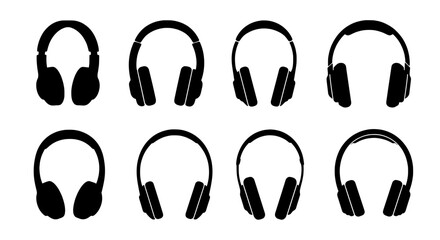 Headphone Silhouette: A collection of stylish headphone silhouettes, offering a versatile array of visual assets. Perfect for design needs.