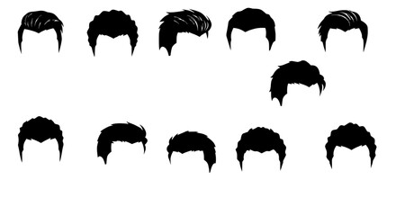 Haircut Assortment: A diverse selection of stylish haircuts, showcasing a variety of textures and shapes, creating a visually compelling illustration.
