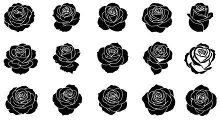 Elegant Rose Silhouettes: An elegant collection of meticulously crafted rose silhouettes, artfully arranged to showcase their timeless beauty and intricate petal patterns.