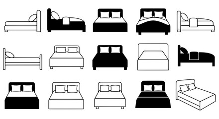 Sleeping Haven: A collection of meticulously crafted bed illustrations showcasing the essence of comfort and serenity, inviting viewers into a realm of relaxation and peaceful repose.