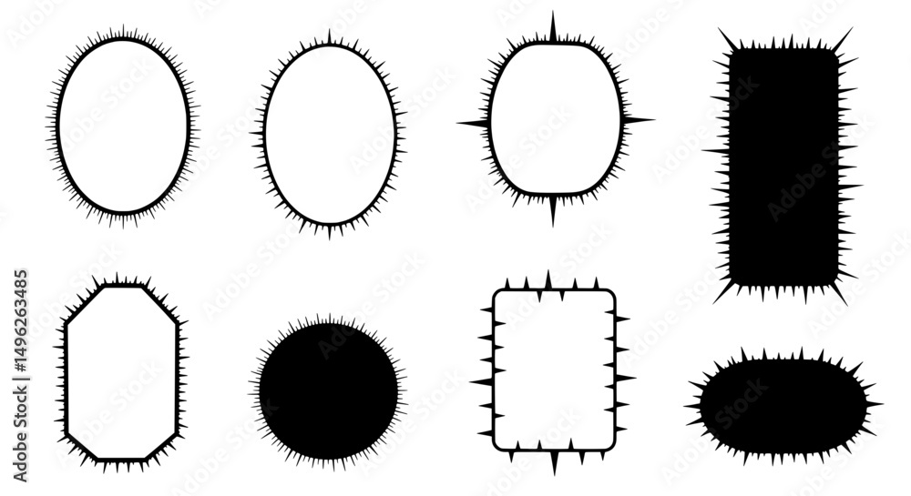 Poster spiky shapes: a set of vector shapes with sharp jagged edges, perfect for crafting unique and edgy d