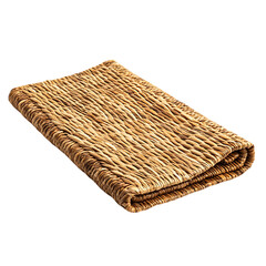 Elegant Minimalist Straw Beach Mat with a Classic W Isolated on Transparent Background