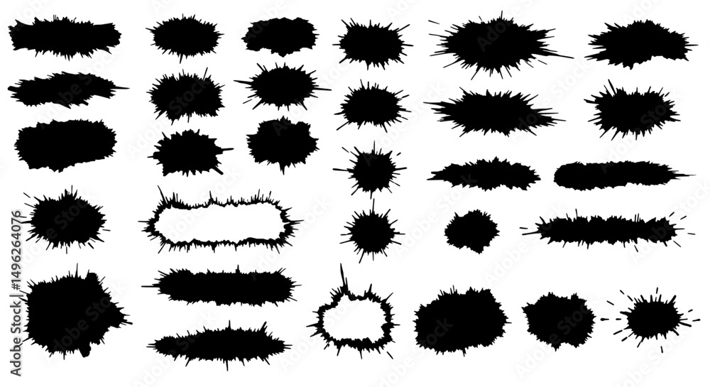 Poster ink blots: a collection of textured ink blots offers a versatile design element for creative project