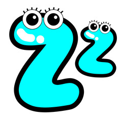 Z letter Cartoon Character, Alphabet, Learning Materials, For Animation