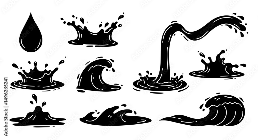 Poster ink splash collection: a captivating artistic composition featuring a range of dynamic ink splash il