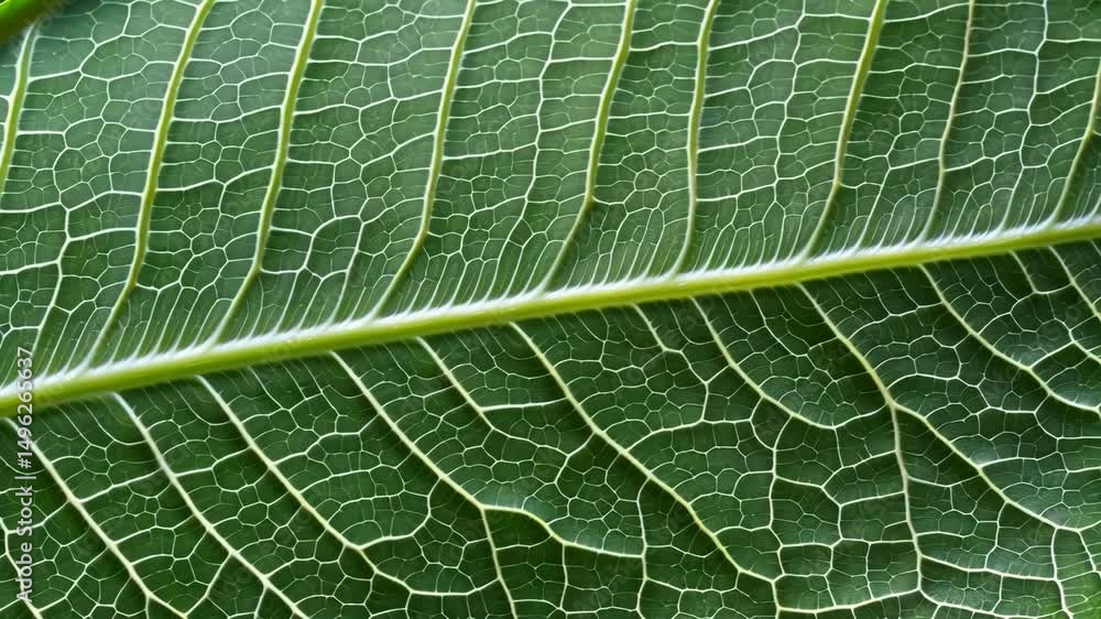 Poster close up of green leaf veins showing intricate patterns and natural textures in macro detail for bot