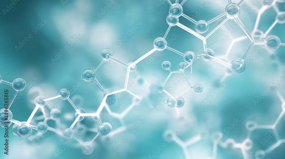 Aufkleber a digital rendering of a complex molecular structure. the image features translucent spheres connect