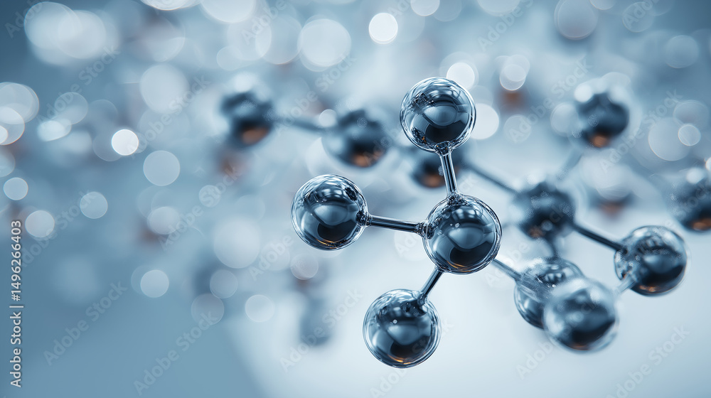 Aufkleber abstract molecular structure with bokeh background
