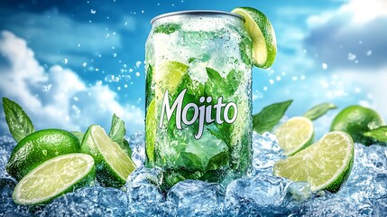 A refreshing beverage with vibrant citrus and ice.