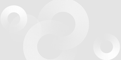 Abstract white glowing geometric lines on gray background. Modern shiny blue circle lines pattern. Futuristic technology concept. Suit for cover, poster, banner, brochure, header, website vector