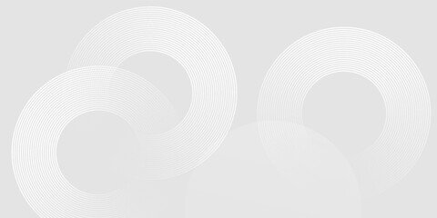 Abstract white glowing geometric lines on gray background. Modern shiny blue circle lines pattern. Futuristic technology concept. Suit for cover, poster, banner, brochure, header, website vector