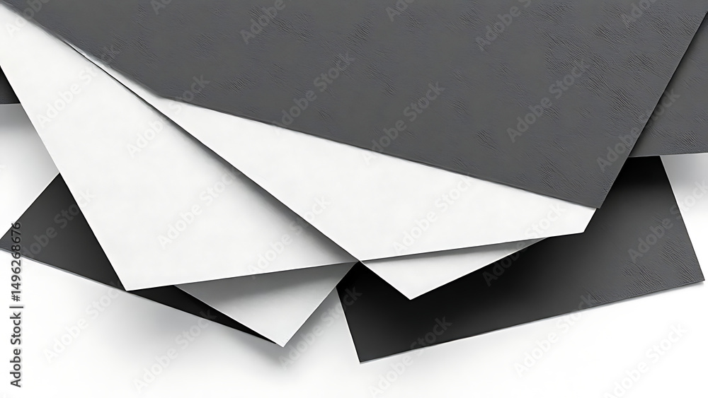 Poster overlapping angular shapes in monochrome arrangement
