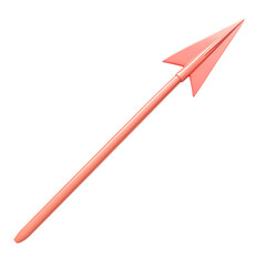 Modern Arrow with Smooth Flowing Contours in Coral Isolated on Transparent Background