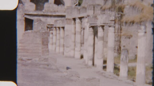 Historical Ruins Of Herculaneum With Preserved Pillars In Italy