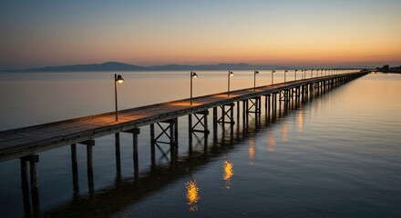 Fototapeta premium a long wooden pier