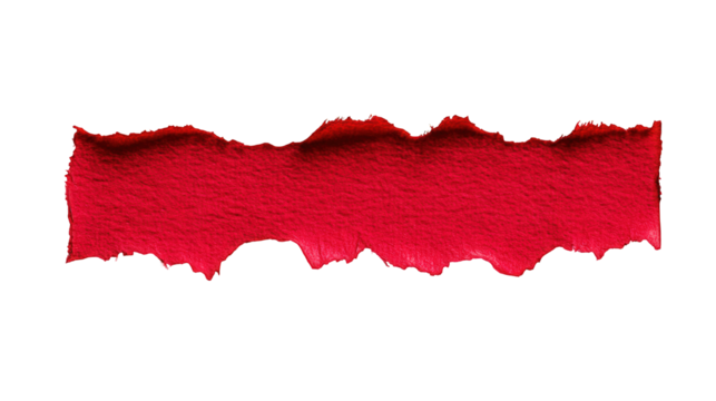 Red torn paper with a textured surface and a transparent background for creative design and artistic applications